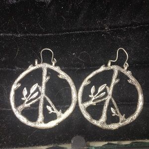 Lucky brand sliver peace sign earrings